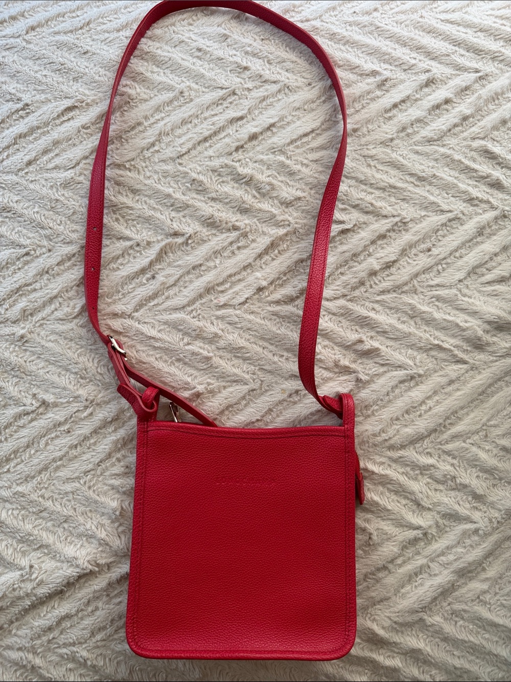 Longchamp Red Leather Crossbody Shoulder Bag